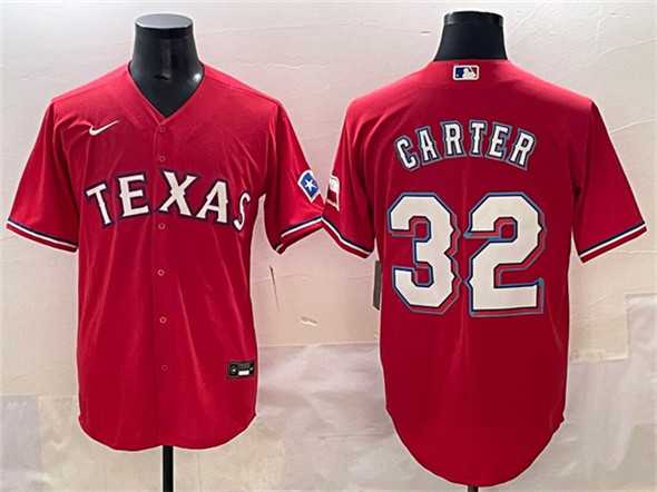 Men%27s Texas Rangers #32 Evan Carter Red Cool Base Stitched Jersey